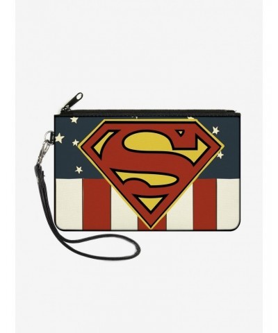 DC Comics Superman Shield Americana Wallet Canvas Zip Clutch $8.69 Clutches