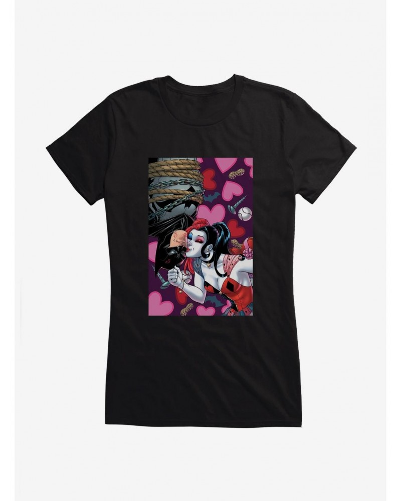 DC Comics Batman Harley Kissing Batman Girls T-Shirt $8.47 T-Shirts