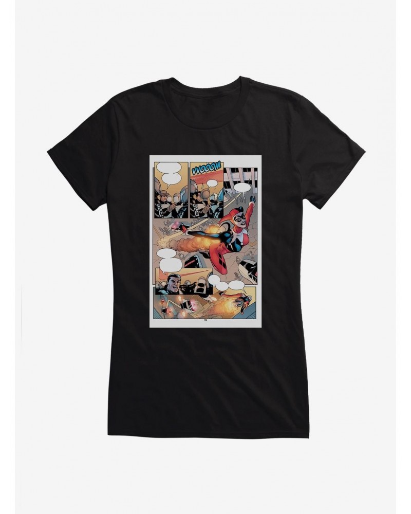 DC Comics Batman Harley Quinn In Action Comic Strip Girls T-Shirt $11.95 T-Shirts