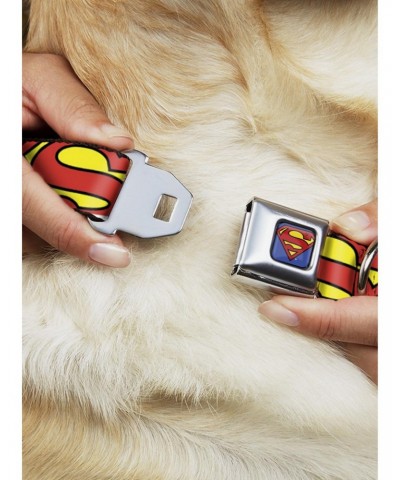 DC Comics Justice League Superman Shield Close Up Blue Red Yellow Seatbelt Buckle Dog Collar $8.72 Pet Collars
