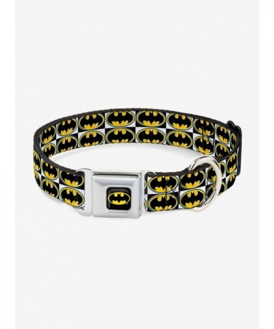 DC Comics Justice League Batman Shield Checkers Seatbelt Buckle Pet Collar $12.45 Pet Collars