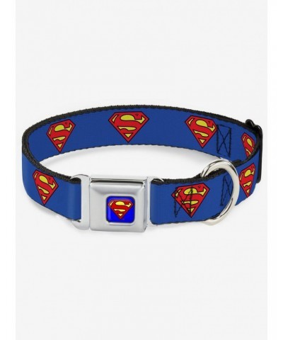 DC Comics Justice League Superman Shield Blue Seatbelt Buckle Dog Collar $9.96 Pet Collars