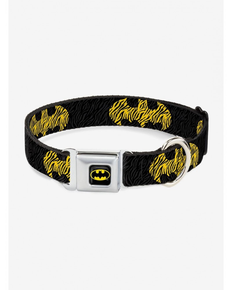 DC Comics Justice League Zebra Bat Signal Seatbelt Buckle Pet Collar $11.45 Pet Collars