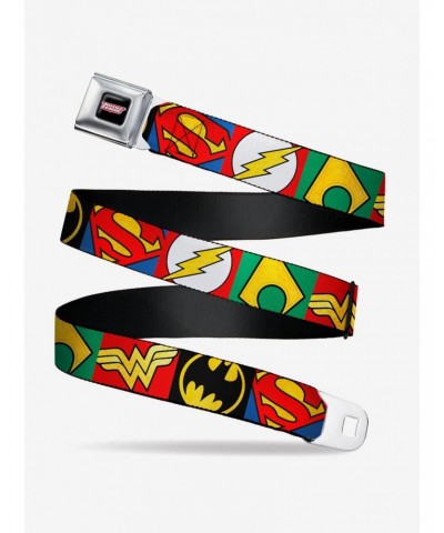 Dc Comics Justice League 5 Superhero Textured Logo Seatbelt Belt $11.45 Belts