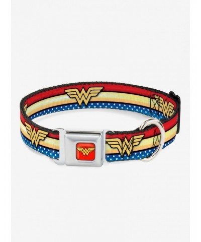 DC Comics Wonder Woman Logo Striped Stars Dog Collar Seatbelt Buckle $9.16 Buckles