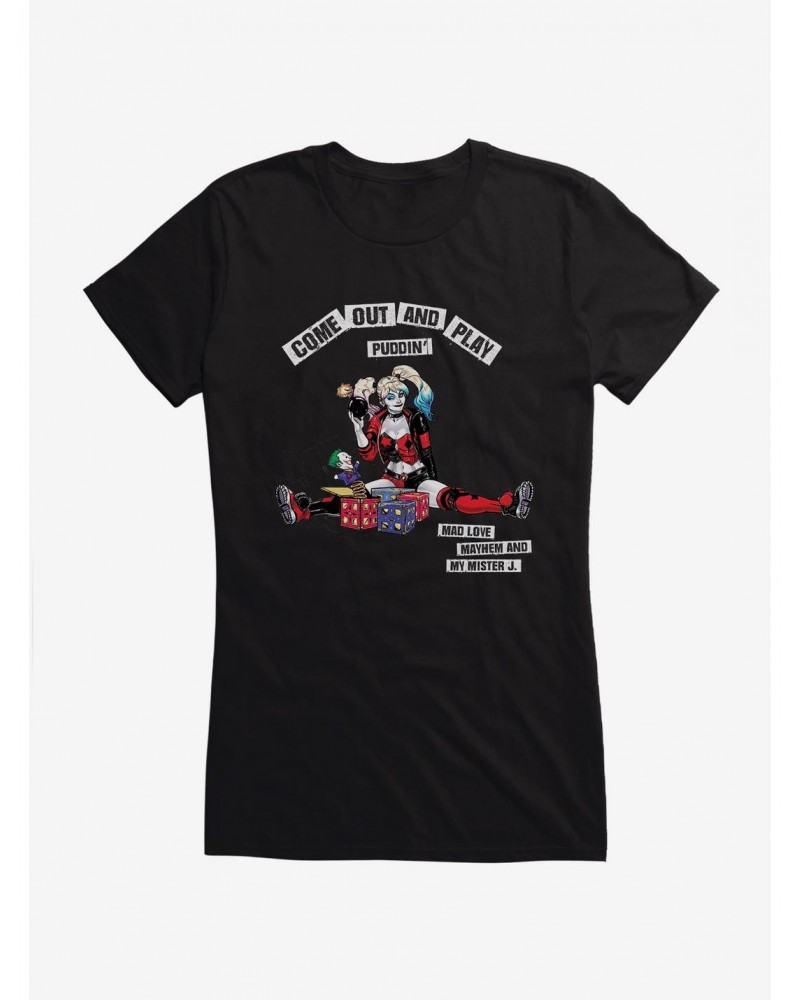 DC Comics Batman Harley Quinn Come Out And Play Girls T-Shirt $11.70 T-Shirts