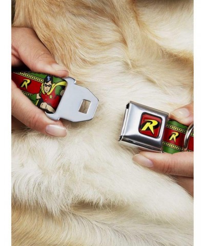 DC Comics Justice League Robin Action Pose Logo Stripe Seatbelt Buckle Dog Collar $9.21 Pet Collars