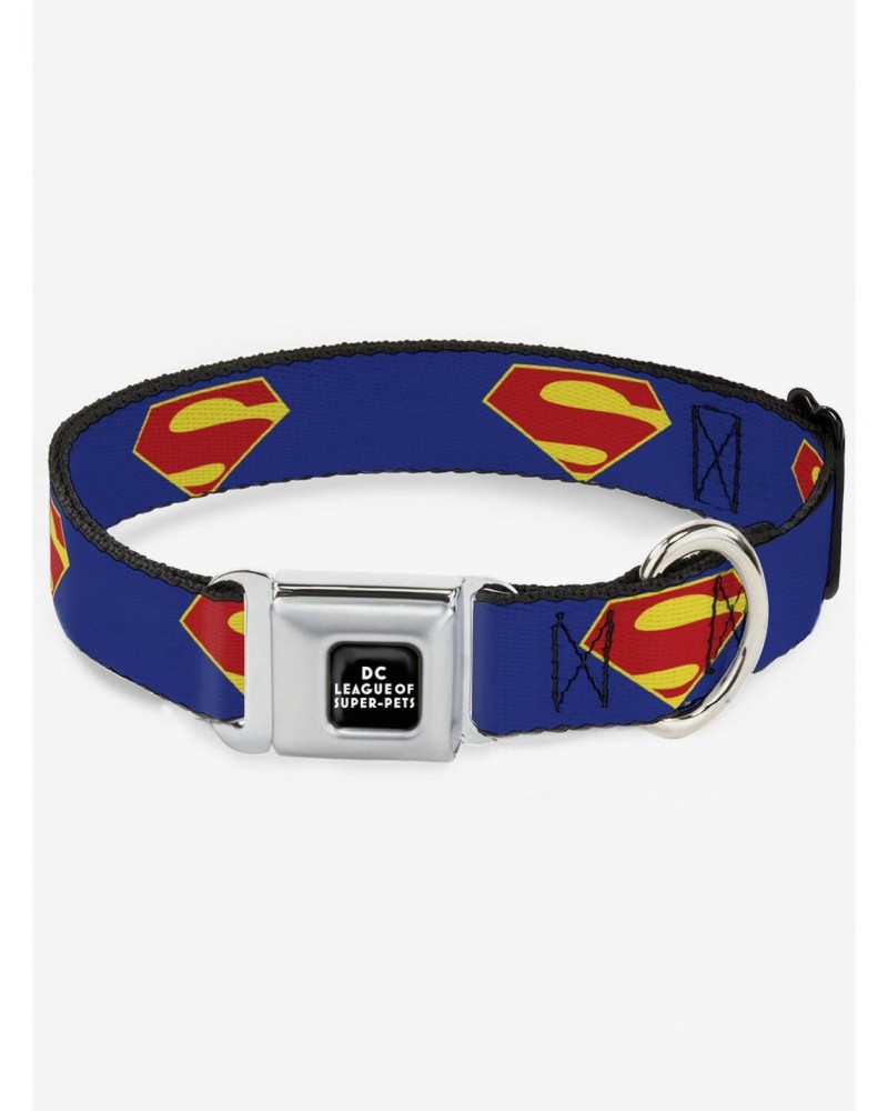 DC League Of Super-Pets Superman Shield Logo Seatbelt Buckle Dog Collar $10.96 Pet Collars