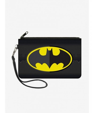 DC Comics Batman Icon Centered Bat Signal Wallet Canvas Zip Clutch $9.45 Clutches