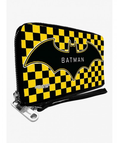 DC Comics Batman Bat Logo Close Up Checker Zip Around Wallet $12.22 Wallets