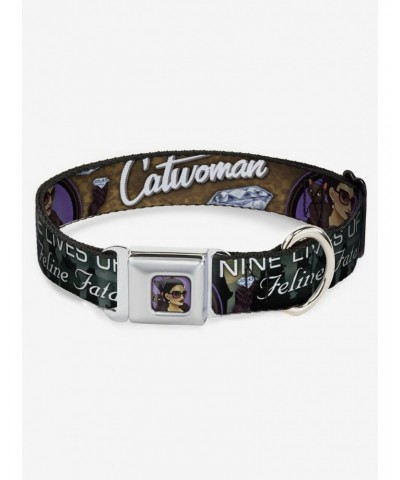DC Comics Catwoman Nine Lives of A Feline Fatale Diamond Seatbelt Buckle Dog Collar $9.46 Pet Collars