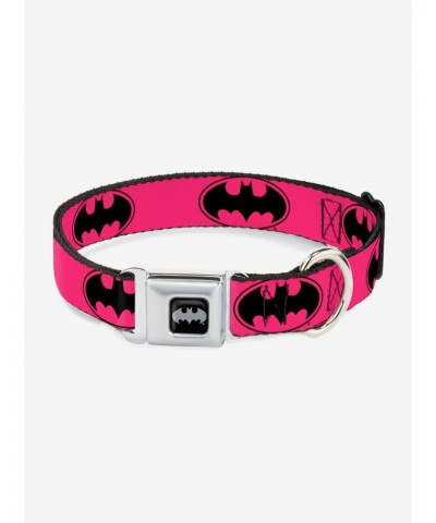 DC Comics Justice League Bat Signal 3 Fuchsia Seatbelt Buckle Pet Collar $10.71 Pet Collars