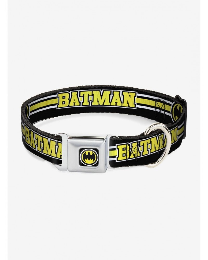 DC Comics Justice League Batman Bat Signal Triple Stripe Seatbelt Buckle Pet Collar $10.46 Pet Collars