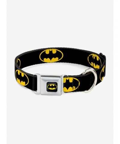 DC Comics Justice League Batman Shield Black Yellow Seatbelt Buckle Pet Collar $10.46 Pet Collars
