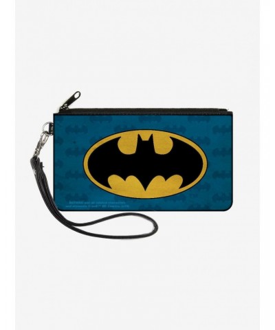 DC Comics Batman Signal Bat Monogram Distressed Wallet Canvas Zip Clutch $7.56 Clutches