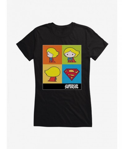 Supergirl Chibi Comic Squares Girl's T-Shirt $10.21 T-Shirts
