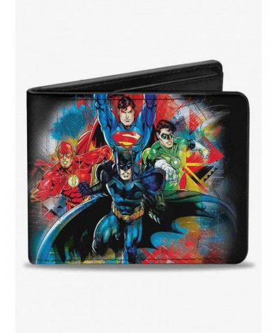 DC Comics Justice League 4 Superhero Group Splatter Logo Bifold Wallet $7.32 Wallets