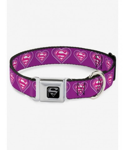 DC Comics Justice League Superman Logo In Heart Seatbelt Buckle Dog Collar $9.71 Pet Collars