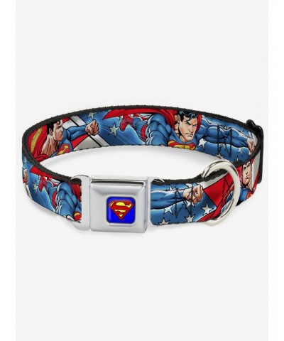 DC Comics Justice League Superman Action Poses Stars Stripes Seatbelt Buckle Dog Collar $8.96 Pet Collars