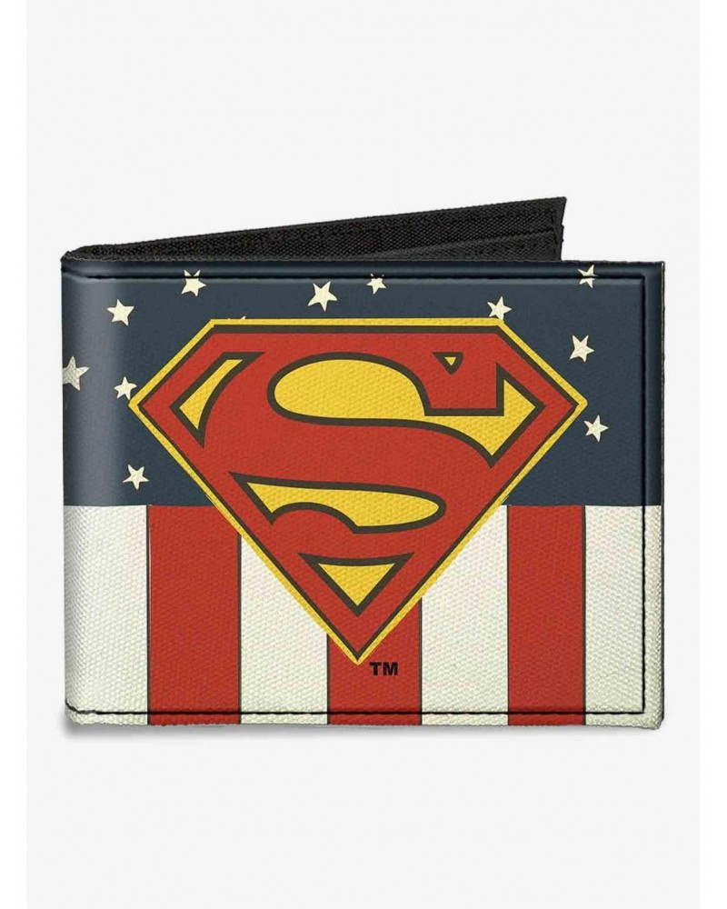DC Comics Superman Shield Americana Canvas Bifold Wallet $7.11 Wallets