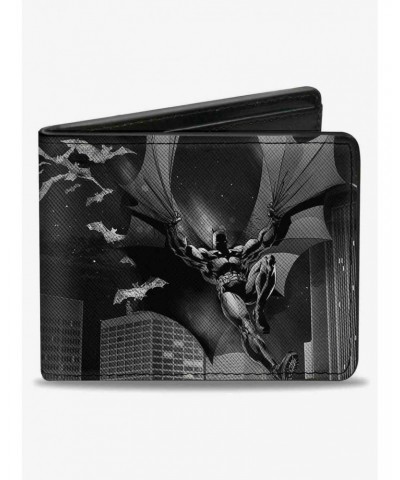 DC Comics Batman Beauty of Flight Action Pose Bats Skyline Bifold Wallet $6.27 Wallets