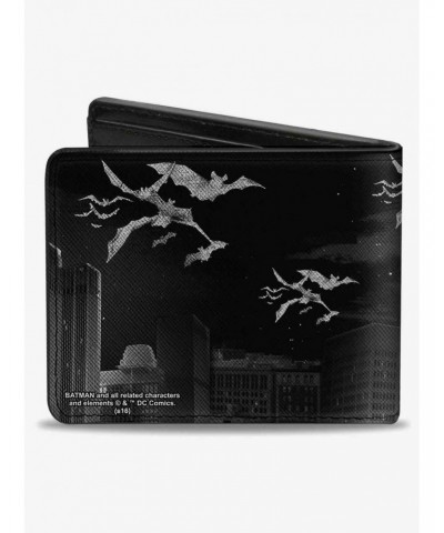 DC Comics Batman Beauty of Flight Action Pose Bats Skyline Bifold Wallet $6.27 Wallets