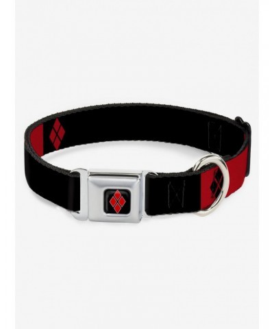 DC Comics Harley Quinn Diamonds Black Red White Seatbelt Buckle Dog Collar $10.21 Pet Collars