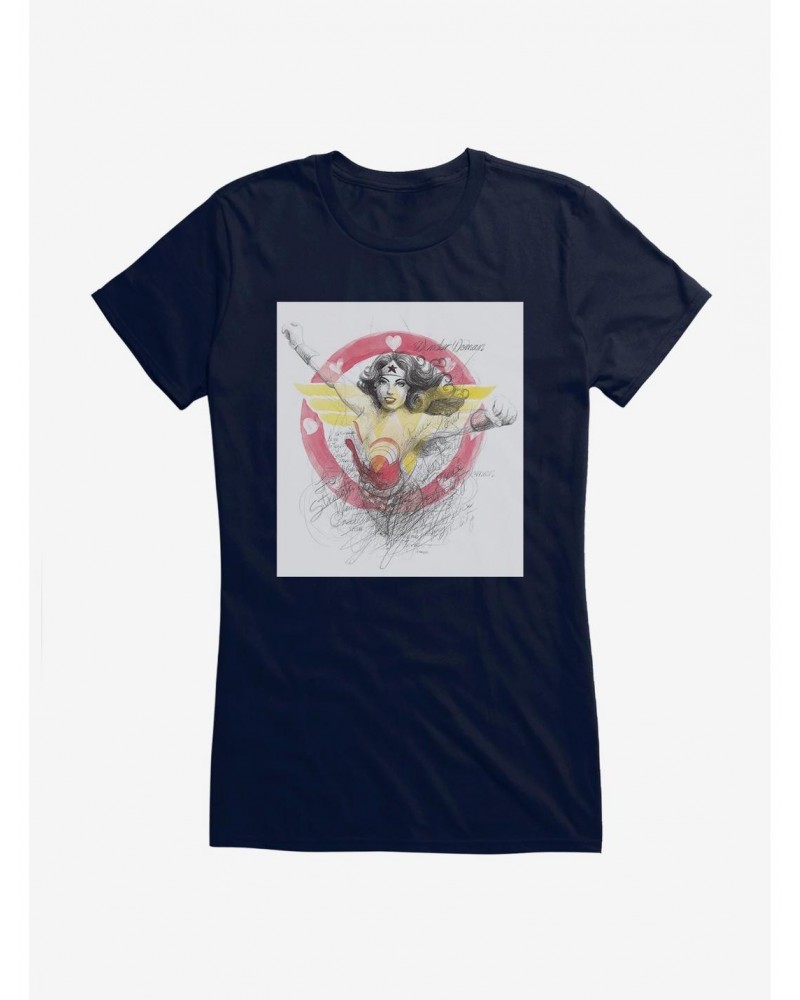 DC Comics Wonder Woman Shield Drawing Girls T-Shirt $7.72 T-Shirts