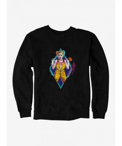 DC Comics Birds Of Prey Harley Quinn Neon Diamond Sweatshirt $14.39 Sweatshirts